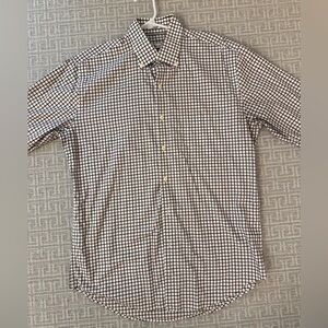 Peter Millar Men's Black and Maroon Checkered Shirt
